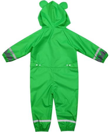 De feuilles Kids Button Rain Suit - Waterproof Hooded Green Frog Jumpsuit (4-6 Years) - Buy Online on SooperMarket.com