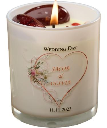 Personalised Wedding Day Candle Gift with Rose Gold Heart (Lavender) - Buy Online on SooperMarket.com
