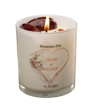 Personalised Wedding Day Candle Gift with Rose Gold Heart (Lavender)