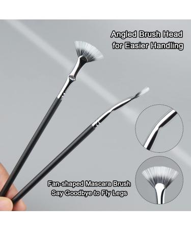 Angled Fan Shaped Eyelash Brush Eyelash Comb Separator Eyelash Comb Brush Mascara Fan Brush for Lashes Portable Folding Cosmetic Brushes Eyelash Separator Bent Applicators (2pcs Eyeliner Brush) - Buy Online on SooperMarket.com