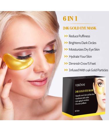 Gold Eye Lip Mask Set - 20pcs Under Eye Patches & 10pcs Collagen Lip Masks - Hydrating Treatment for Dry Lips and Dark Circles - Buy Online on SooperMarket.com