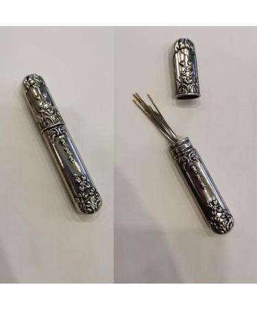 Portable Sewing Needle Storage Case - Vintage Embroidery Holder Box for Hand Sewing Needles - DIY Sewing Tools (Silver) - Buy Online on SooperMarket.com