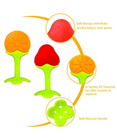 Silicone Baby Teething Toys Set - BPA-Free Banana & Giraffe Teether with Storage Case - Soothes Baby's Gums - Fruit Shape - 4 Pack - Buy Online on SooperMarket.com