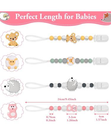 Soft Fexible Pacifier Clip Set - 4 Pack for Newborn Boy and Girl | Binky Holder Clips | Neutral Baby Shower & Christmas Gift - Buy Online on SooperMarket.com