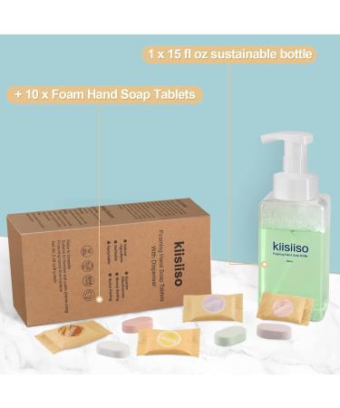 KIISIISO Foaming Hand Soap - Lavender Scented Refillable Dispenser with 10 Tablets for 10x 8oz Bottles - 80fl oz Total - Buy Online on SooperMarket.com