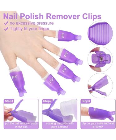 MORGLES Gel Nail Remover Kit - 10 Nail Clips, 300 Cotton Pads, Files, Shiner, Cuticle Pusher, Brush - Purple - Buy Online on SooperMarket.com