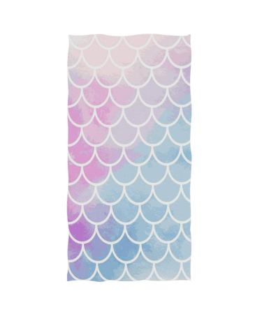 Pfrewn Colorful Mermaid Scale Hand Towels 16x30 in, Rainbow Marble Galaxy Thin Bathroom Towel, Magic Fish Scales Ultra Soft Highly Absorbent Small Bath Towel Bathroom Decor