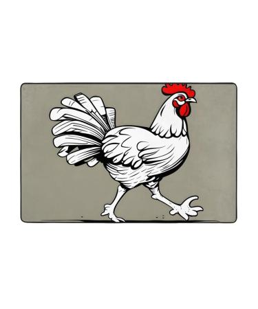 Flannel Carpet Walking Chicken Pattern 60 x 39 in Non-Slip Durable Suitable for Living Room and Office Bedroom
