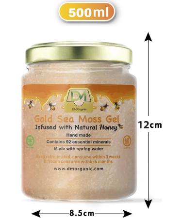 Sea Moss Gel x Raw Natural Honey 500ml / 370ml - St Lucian 'Gold' Wildcrafted Sea moss infused with Natural Honey | Hand made | UK MADE | Fresh to Order | Organic | Immune Support | Dr Sebi (370ml) - Buy Online on SooperMarket.com