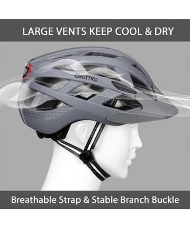 Adult Bike Helmet with Light - Matte Gray - L(23-24 in/59-61cm) | Mountain Road Bicycle Helmet for Men and Women - Buy Online on SooperMarket.com