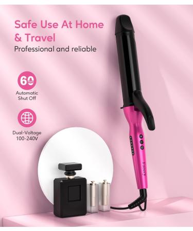 Farery 1.5 Inch Tourmaline Ceramic Curling Iron for Big Curls | Keratin & Argan Oil Infused | 6 Adjustable Temp Settings | Auto Shut-Off | Dual Voltage - Buy Online on SooperMarket.com