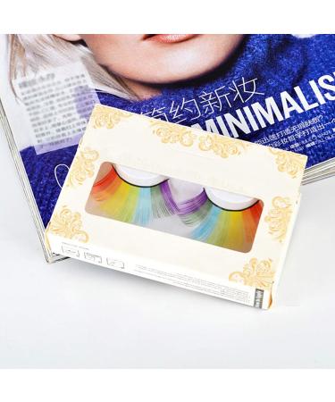 Rainbow False Eyelashes DIY Lash Extension 3D Volume Fake Eyelash Strips Exaggerated False Eyelashes Party Stage Cosplay Accessory for Performance - Buy Online on SooperMarket.com