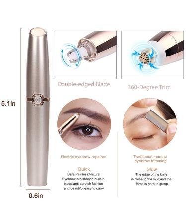 Eyebrow Hair Remover | Painless Precision Trimmer for Women | Portable Razor Tool with Light - Gold | Fast International Shipping - Buy Online on SooperMarket.com