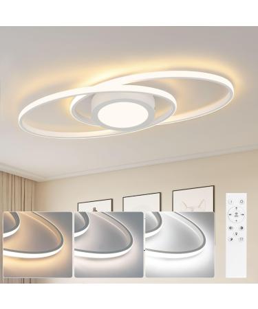 Glitter led led ceiling lamp flat living room - living room lamp 48W dimmable ceiling lamp metal bedroom lamp white with remote control 3000k -6500k modern for bedroom children's room office balcony 48W white