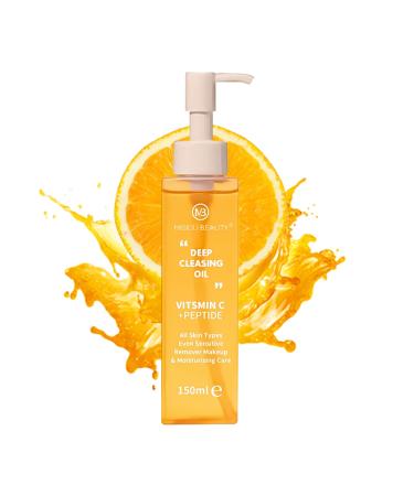 Cleansing Oil - Vitamin C + Peptide Makeup Remover Oil Deep Cleansing Oil for Face - Removes Impurities Sunscreen & Waterproof Makeup - Gentle Daily Makeup Remover Nourishing Skin & Keep pH Balance
