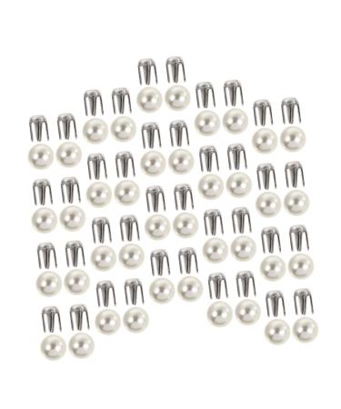 STOBOK 150 Sets Pearl Claw Nails Imitation Pearl Studs Half Hole Pearls Rivets DIY Buttons Material Jeans 0.5X0.5X0.5CM White