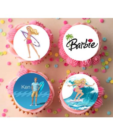 24 x Pre-Cut Barbie 9 Edible Stand up Wafer/Rice Paper Cupcake Cake Toppers Birthday Party Ken Malibu Surf Decorations - Buy Online on SooperMarket.com