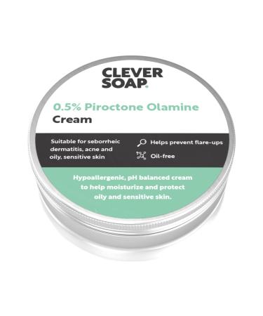 Clever Soap 0.5% Piroctone Olamine Face & Body Cream - Helps Prevent Flare-Ups - Suitable For Seborrheic Dermatitis Psoriasis Acne & Oily Sensitive Skin - Fragrance & Oil Free For Men & Women