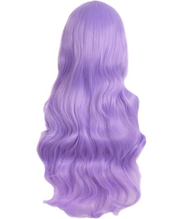 MapofBeauty 28 Inch Light Purple Curly Synthetic Wig with Side Bangs - Charming Women's Full Hair - Buy Online on SooperMarket.com