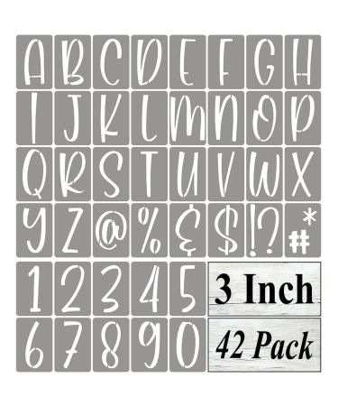 3 Inch Alphabet Letter Stencils for Painting - 42 Pack Letter and Number Stencil Templates with Signs for Painting on Wood Reusable Letters and Numbers Stencils for Chalkboard Wood Signs & Wall Art