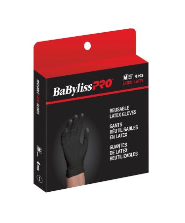BaBylissPRO Reusable Black Satin Latex Gloves for Salon Hair Colouring 4 per box Medium - Buy Online on SooperMarket.com
