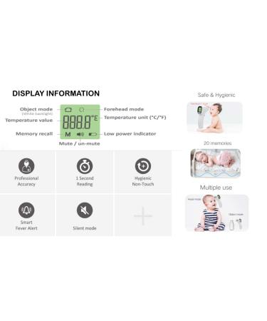 Non-Contact Forehead Thermometer LCD Display for Adults & Kids - Digital Infrared Baby Thermometer - White - Buy Online on SooperMarket.com