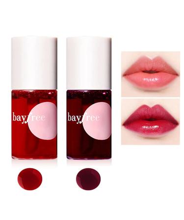 2 Pack Lip Tint Stain Set Multi-use Lip and Cheek Tint Moisturizing Liquid Blush and Lip Paint High Pigment Vivid Color Long-Lasting Weightless Lipstick Lip Tint Lacquer Makeup (Apple & Watermelon)