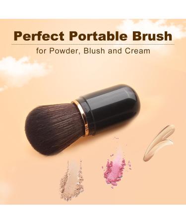 Retractable Kabuki Brush - Cute Capsule Travel Makeup Brush for Liquid Foundation & Powder - Perfect for Contour & Blush - Black - Buy Online on SooperMarket.com