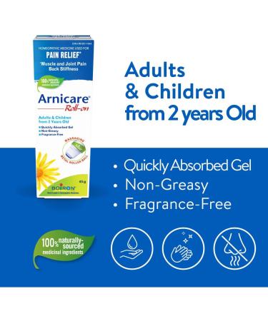 NEW Boiron Arnicare Roll-on Homeopathic medicine for the relief of pain stiffness (tension) in muscles and joints caused by minor traumas physical activity or overexertion. Relieves painful back stiffness. 45 g (Pack of 1) - Buy Online on SooperMarket.com
