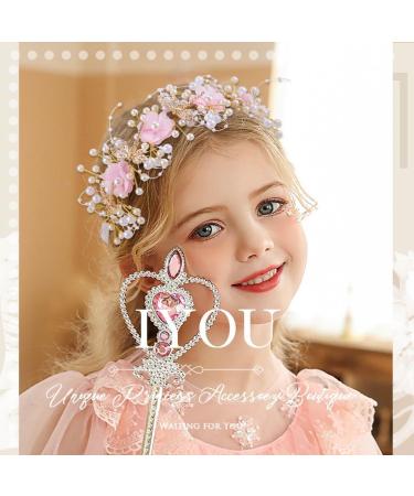 IYOU Flower Communion Headpiece Pink Floral Princess Headbands Pearl Butterfly Birthday Wedding Hair Accessories for Girls - Buy Online on SooperMarket.com