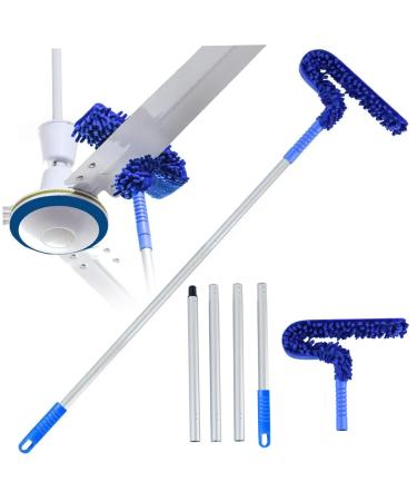 Ceiling Fan Cleaner Duster with Detachable Extension Pole 55inches Washable and Reusable Ceiling Fan Cleaner All-around High Efficiency Fan Duster for Furniture Floor Electronics (As shown)