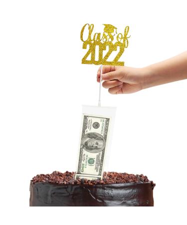 Graduation Cake Topper 2022 - Money Cake Box & 30 Connected Pockets - Class of 2022 Congrats Grad Cake Decoration Party Supplies for Kindergarten Preschool High School College
