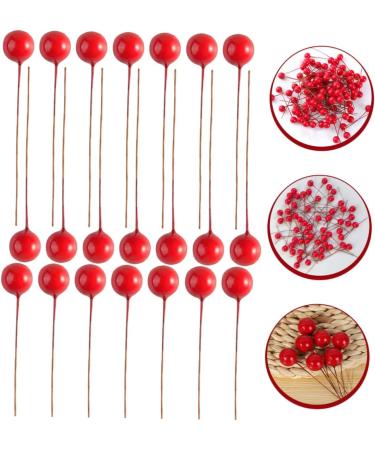 HOMSFOU 600 Pcs Artificial Berries Holly Berries Branch Artificial Red Berry Stem Artificial Holly Berries Round Ball Christmas Decor Christmas Tree Decorations Wreath Foam Cherry - Buy Online on SooperMarket.com