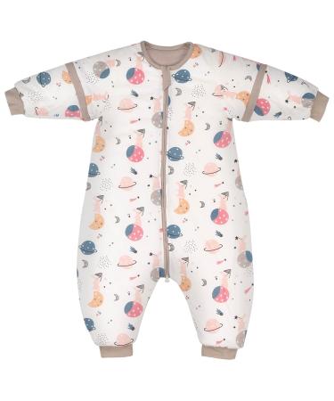 ZIGJOY Baby Sleep Bag with Feet 2.5 TOG Warm Wearable Blanket with Removable Sleeves 100% Cotton Pajama 12-24 Months Sleep Sack for Toddler Girl Boy Rabbit Rabbit 12-24 Months