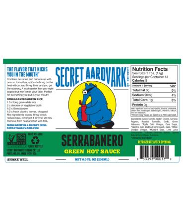 Secret Aardvark Hot Sauce Sampler Pack | Variety of Habanero, Drunken Jerk, Garlic Black Bean, Serrabanero | Non-GMO & Low Carb | 8 oz Bottles (4 Pack) - Buy Online on SooperMarket.com