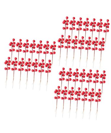 HOMSFOU 60 Pcs Christmas Fruit Christmas Tree Picks Artificial Berry Twigs Diy Floral Art Plant Fake Berry Picks Christmas Holly Decorations Christmas Berry Picks Foam Red Fruit Branch Redx3pcs 17x3cmx3pcs