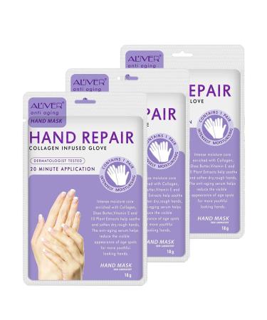 Hand Peel Mask 3 Pack, Hand Masks Infused Collagen,Serum +Vitamins + Natural Plant Extracts For Dry,Cracked Hands, Moisturizer Hand Mask, Hand Peeling Mask, Repair Rough Skin For Women&Men
