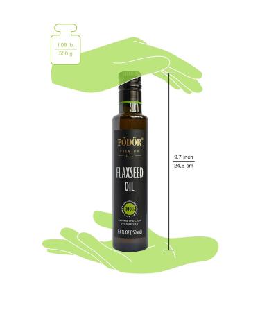 PDR Premium Flaxseed Oil - 8.4 fl. Oz. | Cold-Pressed, 100% Natural, Unrefined, Vegan | Glass Bottle, Gluten-Free, Non-GMO - Buy Online on SooperMarket.com