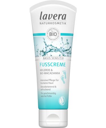 Lavera foot cream base sensitive - with healing earth & bio -macadamia - intensive care for dry skin - for supple soft feet - natural cosmetics - vegan - organic (4 x 75 ml)