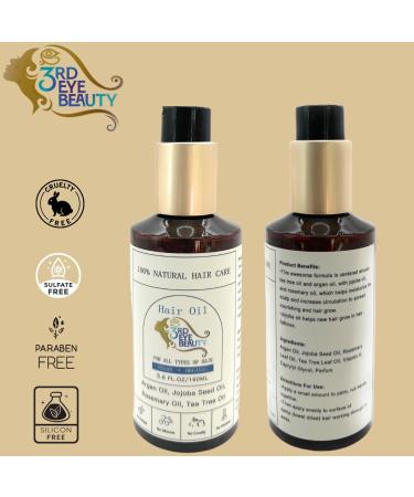 100% Natural Hair Oil | Argan Jojoba Rosemary & Tea Tree - Moisturize & Hydrate Dry Hair - Buy Online on SooperMarket.com