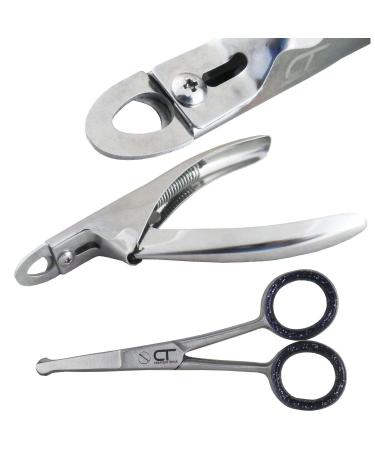 Dog Cat Pets Nails Clippers and Grooming Scissors Semi Circular Claw Trimmers and Round tip Safety Hair Cutting Scissors