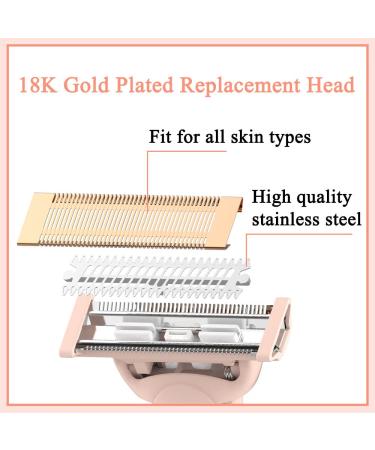 Rose Gold Plated Razor Replacement Heads - 2 Pack | For Flawless Nu and Finishing Touch Razors | Hair Remover Replacement Head with Covers for Women - Buy Online on SooperMarket.com