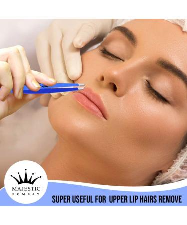 Majestic Bombay Slant Tweezers | Precision Surgical Tweezers for Ingrown Hair & Splinter Removal | Ideal for Facial & Eyebrow Grooming | Best Tweezers for Chin Hair & Plucking - Women & Men - Buy Online on SooperMarket.com