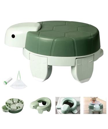 Rezlli 4 in-1 Potty Training Toilet, Portable Potty Training Seat for Toddler Travel, Foldable Baby Travel Potty with 20 Disposable Potty Liners Carry Bags (Green)