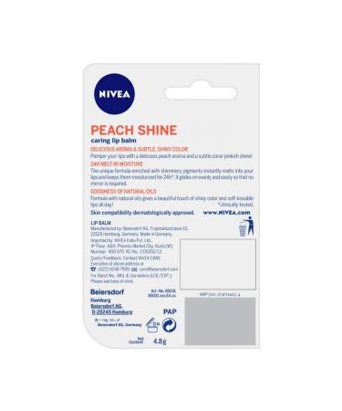 Nivea Fruity Shine PEACH Lip Balm - Moisturizing Lip Care - 1 Pack - Buy Online on SooperMarket.com