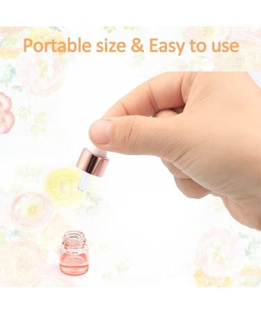 Alledomain 20Pcs 1Ml Rose Gold Glass Sample Dropper Bottles Empty Mini Bottles with Dropper Pipettes Aluminum Alloy Cap Refillable Sample Containers for Essential Oils Perfume Aromatherapy - Buy Online on SooperMarket.com