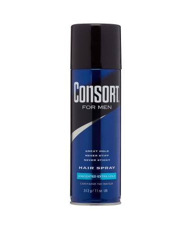 Consort Extra Hold Mens Hair Spray, Unscented, 11 oz 11 Ounce (Pack of 1) Unscented Extra Hold Aerosol