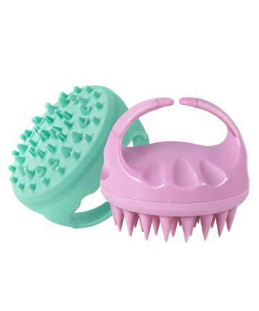 HEETA Hair Scalp Massager and Anti Cellulite Massager  Scalp Scrubber for Hair Growth  Silicone Cellulite Remover for Exfoliator  Skin and Hair Care brush for Women  Men  and Kids (Pink & Green)