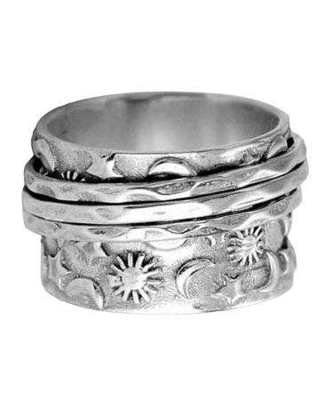Spinner s Couple Relieving Stress Jewelry Spinner Sun and Moon | Stainless Steel Swivel Commitment Engagement Steel s for Teens Girls Znet-au