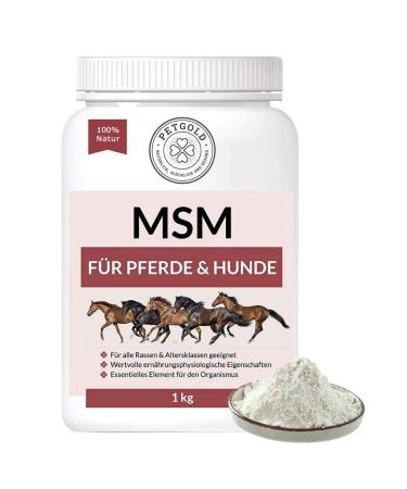 Petgold MSM Horse Powder 1000g for Dogs & Horses High Dose Sulfur Methylsulfonylmethane MSM Powder Horse & Dog